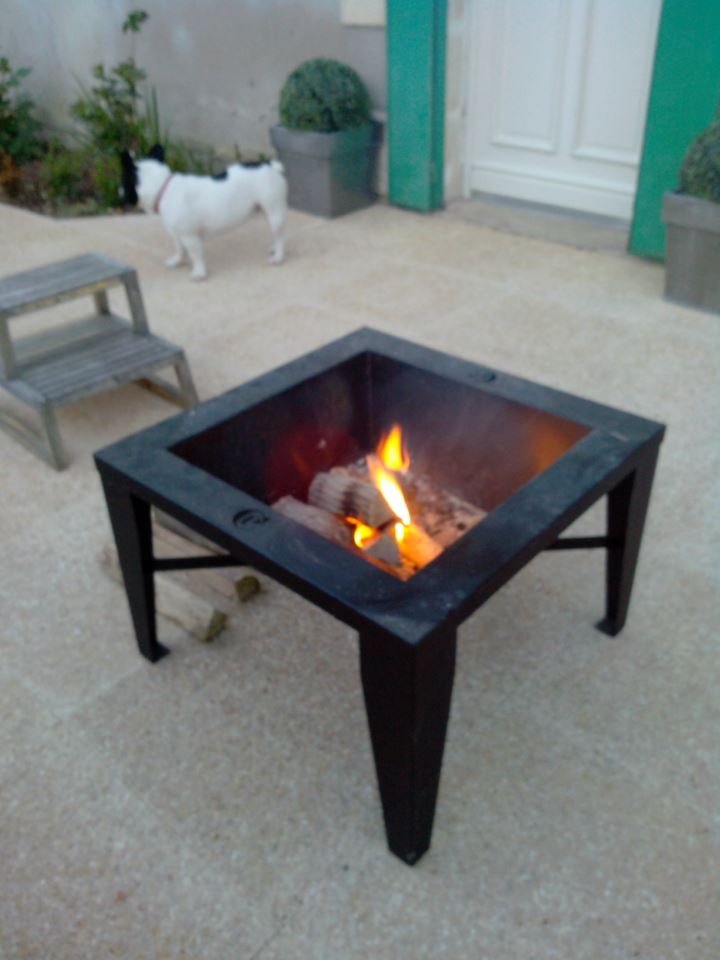 Brasero métal carré